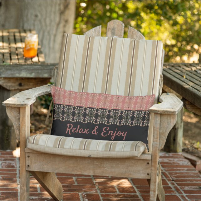 Snyggtens Rosa Patternt Patio Pillow utomhus Lumbarkudde (Stol)