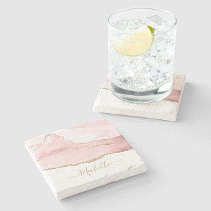 snyggtens skript guld och  agate stenunderlägg