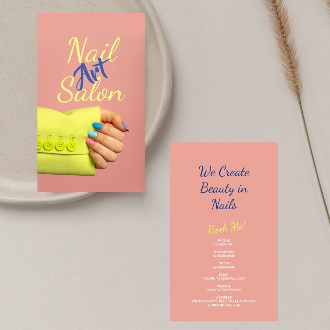 Snyggtens skript Nail Artist Manicurist  Rosa Visitkort (Skapare uppladdad)