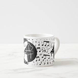 Snyggtens svartvitt Piano- och musikdesign Espressomugg