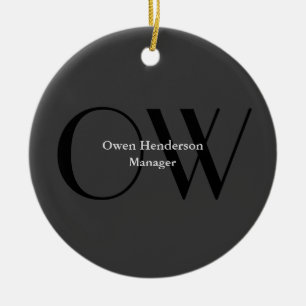 Snyggtens unika Grått Black Monogram Julgransprydnad Keramik
