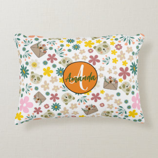 Snyggtens ursprungliga rosa i monogram plantskoleo prydnadskudde