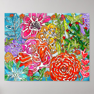 Snyggtens vattenfärgsblomning Poster