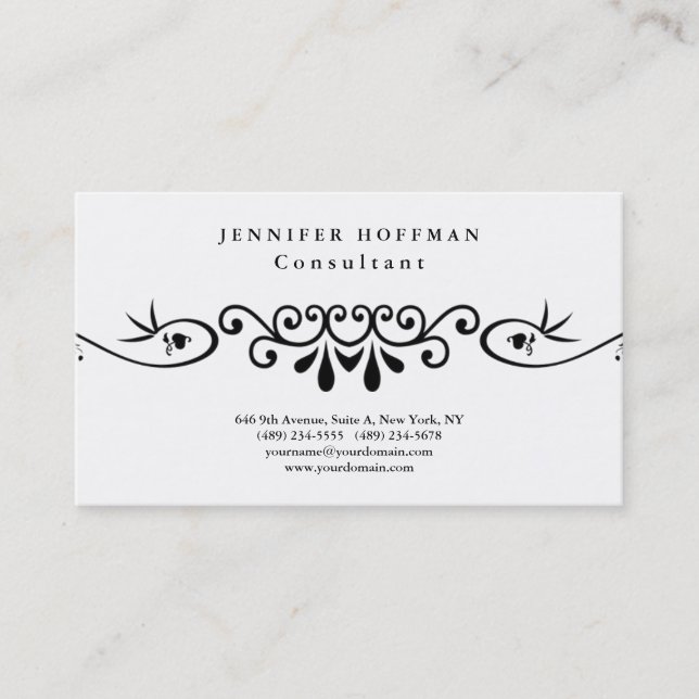 Snyggtens Vintage Blomstervit Professionell Visitkort (Framsida)