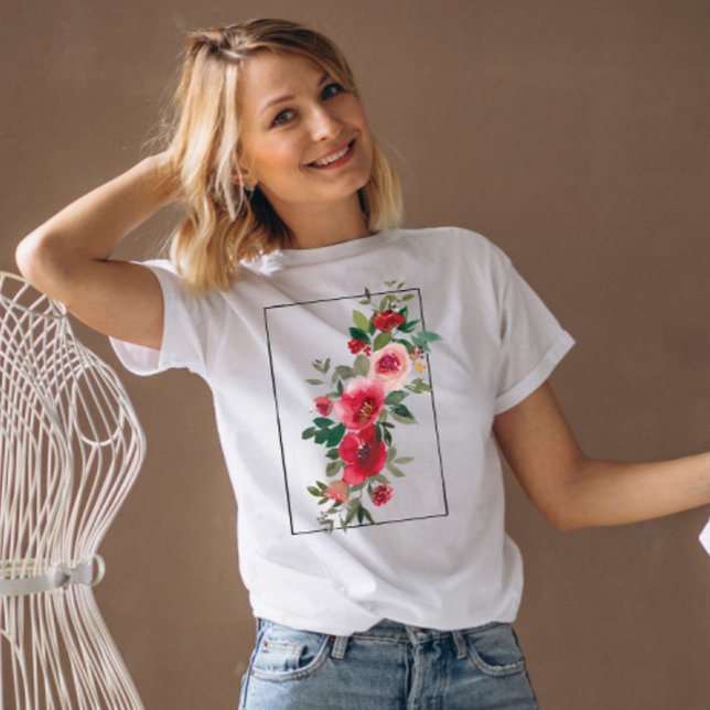Snyggtens Vintage rosa och rödblommor T Shirt (Skapare uppladdad)