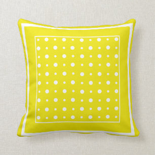 Snyggtgult kudder eller dämpar, vitpolka dots kudde