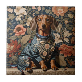Snyval Brown Dachshund | Dachshund Porträtt Kakelplatta