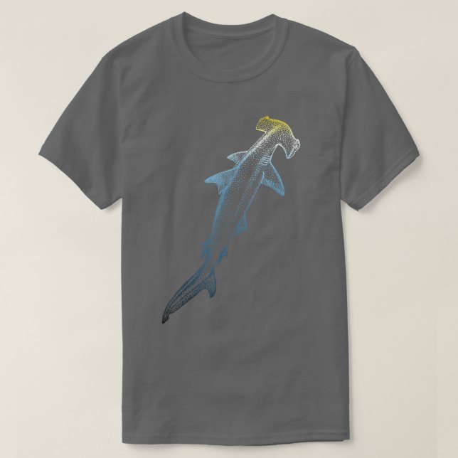 Snyval Färg Swimming Hammerhead Shark Älskare T Shirt (Design framsida)