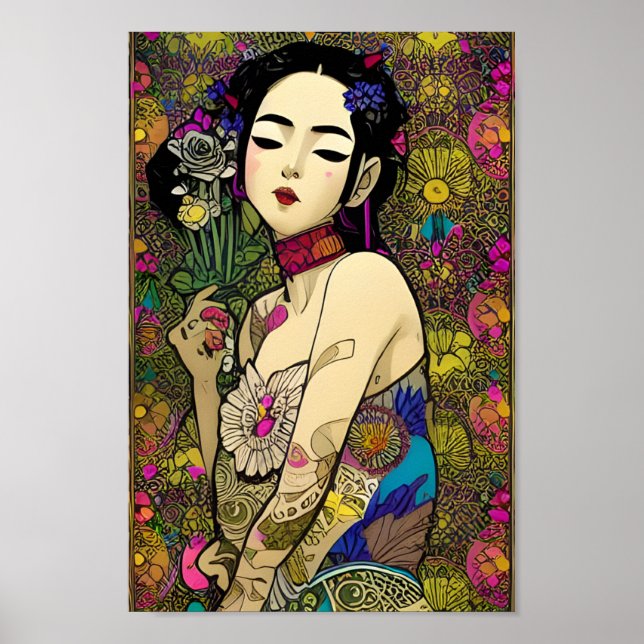 Snyval Floralpunk Balinese Girl Poster (Framsidan)