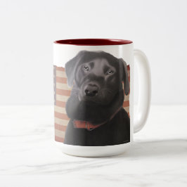 Snyval Labrador Retriever American Flagga Två-Tonad Mugg