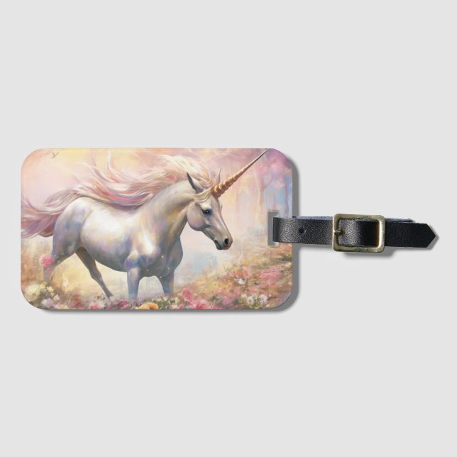 Snyval Pastel Guld Magic Unicorn Bagagebricka (Framsida horisontal)