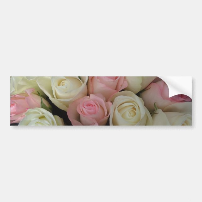 Snyval Rosa Vit ros Flower Bouquet Bildekal (Framsidan)