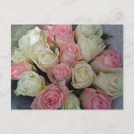 Snyval Rosa Vit ros Flower Bouquet Vykort