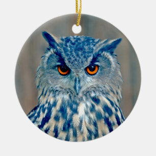 SnyVT Blue Uhu Raptor Uggla Julgransprydnad Keramik