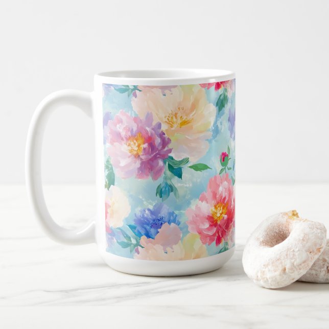 SnyVT Flower Mönster Kaffemugg (Med munk)
