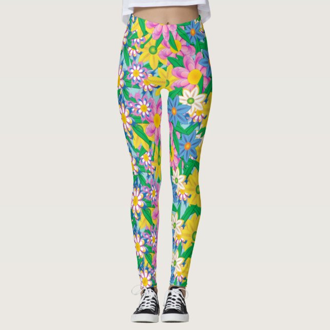 SnyVT Flower Mönster Leggings (Framsida)