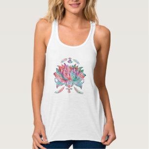 SnyVT Lotus Flower Boho Art Linne Med Racerback