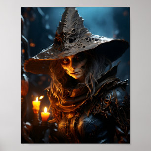 SnyVT Young Halloween Witch Fantastisk Porträtt Poster