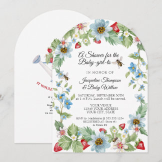 So Berry Sweet Strawberry Girl to Bee Baby Shower Inbjudningar