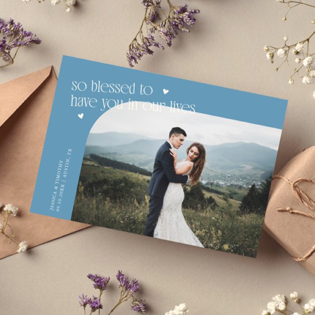 So Blessed Denim Blue Wedding Photo Tack Kort (Skapare uppladdad)