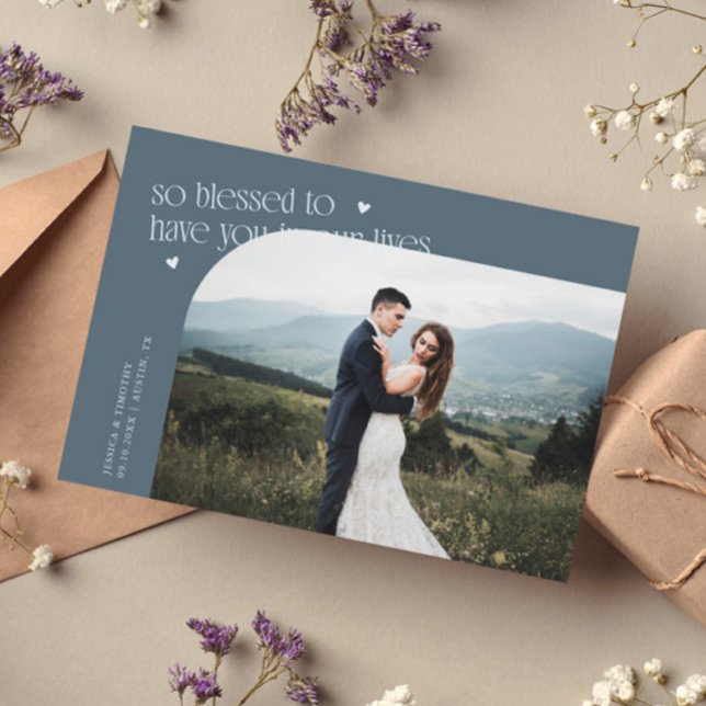 So Blessed Slate Blue Wedding Photo Tack Kort (Skapare uppladdad)