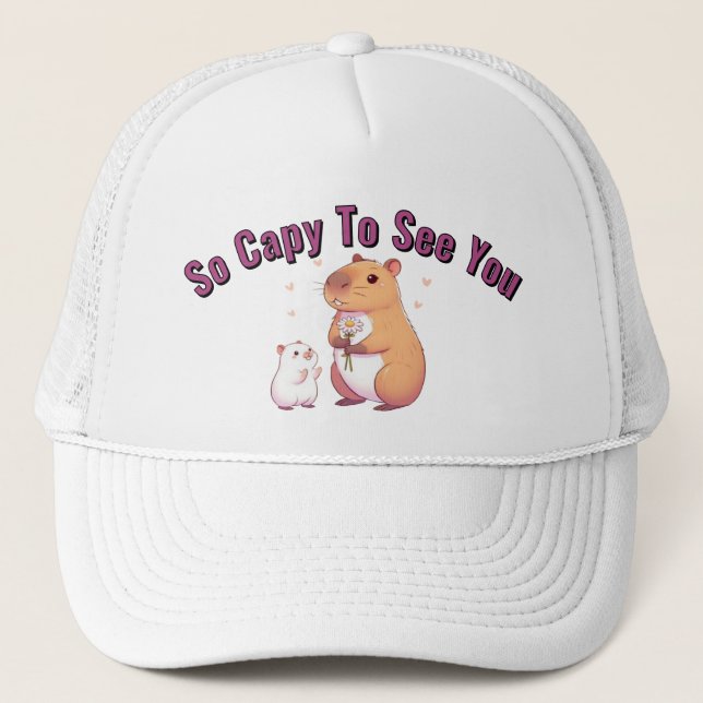 So Capy To See You – Cute Capybara Art  Keps (Framsida)