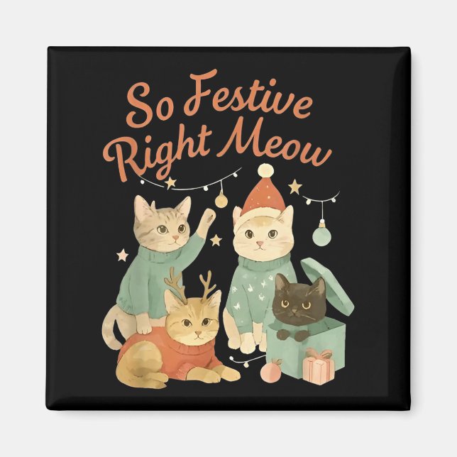 So Festive Right Meow Funny Christmas Santa Cat  Magnet (Framsidan)