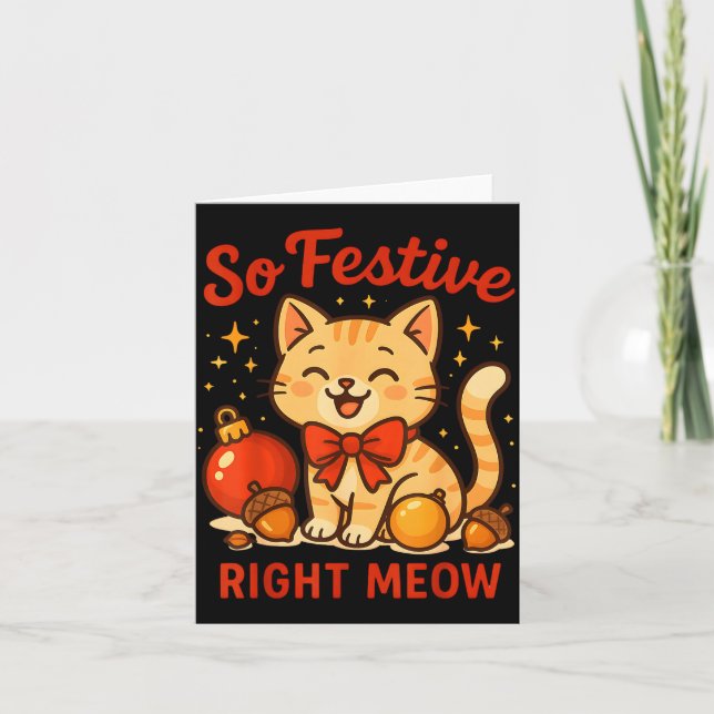 So Festive Right Meow Kawaii Cat Christmas Santa H Kort (Framsida)