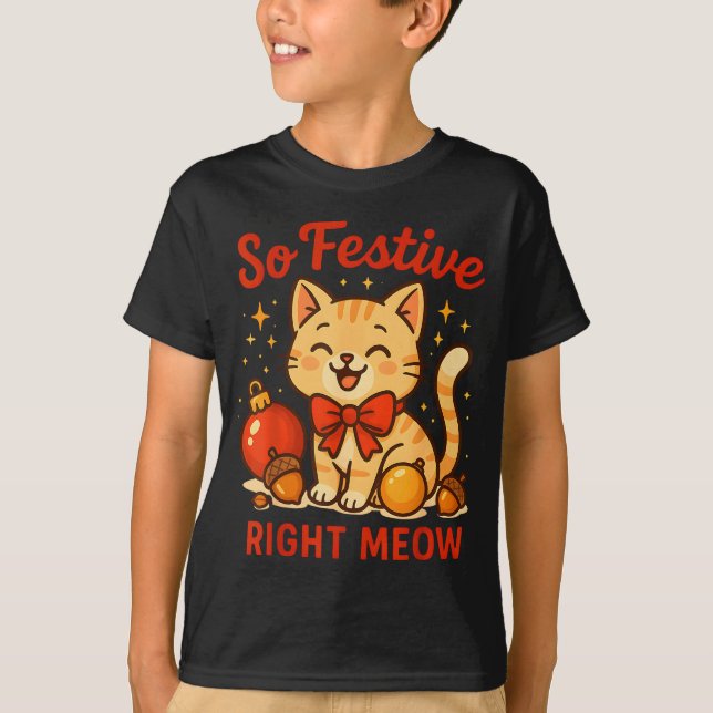 So Festive Right Meow Kawaii Cat Christmas Santa H T Shirt (Framsida)
