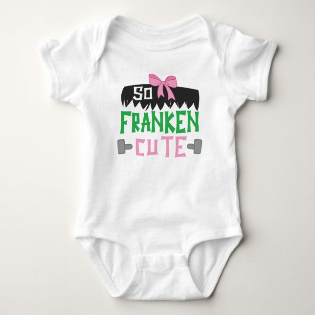 So Franken Cute Funny Rosa Flicka Halloween T Shirt (Framsida)