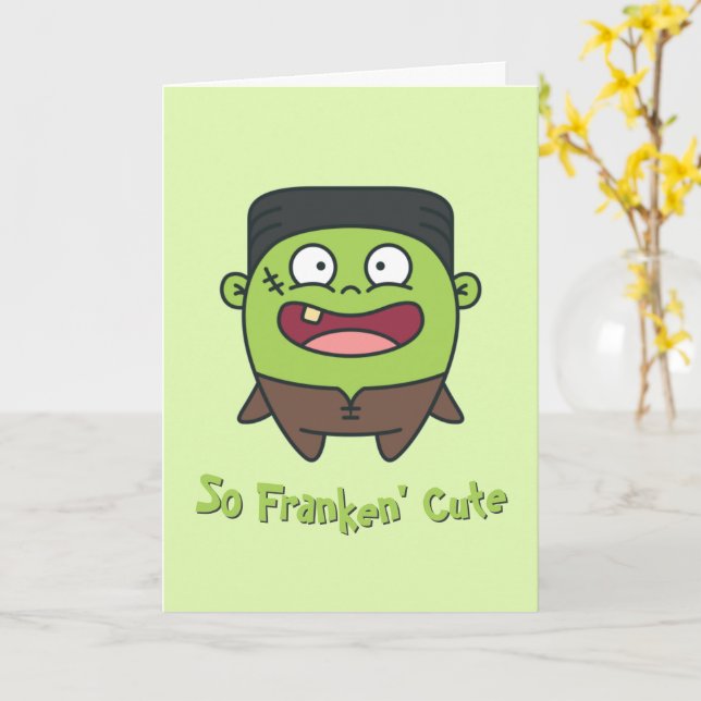 So Franken'Cute Funny Frankenstein Halloween Kort (Gul blomma)
