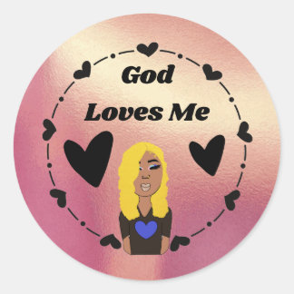 So Glam God Loves Me Fancy Classic Round Sticker Runt Klistermärke