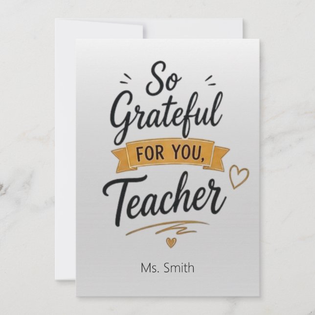 So Grateful for You Personalized Teacher  Kort (Framsida)