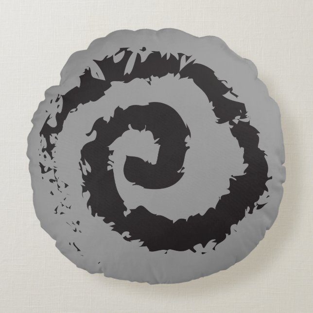 SO GRÅTT SPIRAL-rundan Dekorativ kudde (Framsidan)