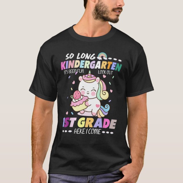 So Long Kindergarten 1st Grade Here I Come Unicorn T Shirt (Framsida)