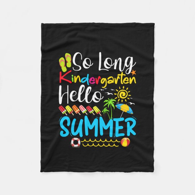 So Long Kindergarten Grade Hello Summer Fleecefilt (Framsidan)