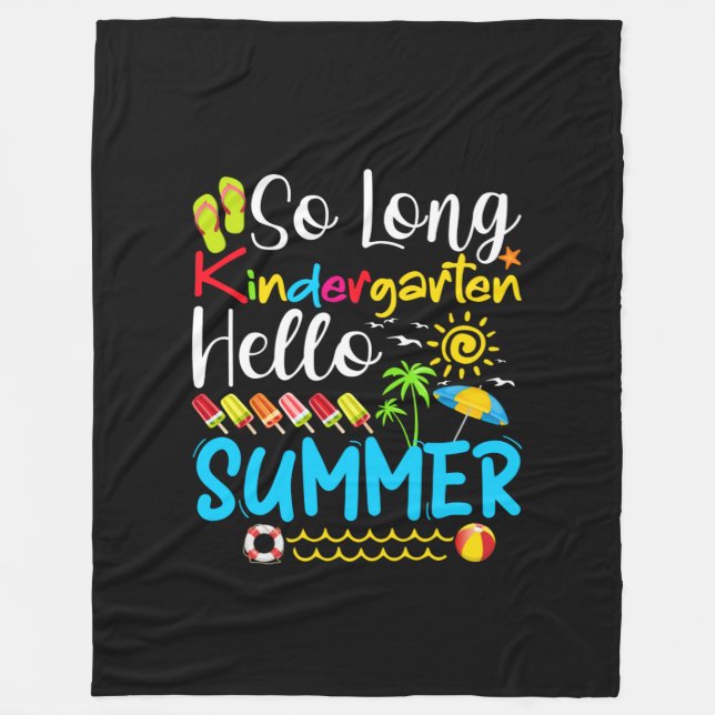 So Long Kindergarten Grade Hello Summer Fleecefilt (Framsidan)