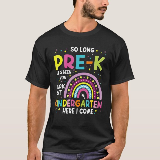So Long Pre K Kindergarten Here I Come Rainbow Gra T Shirt (Framsida)