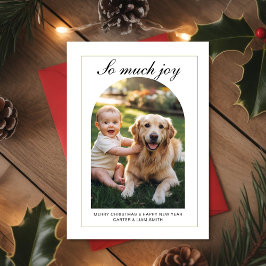 So Much Joy Baby & Dog Christmas Photo Card Julkort