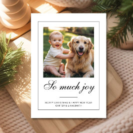 So Much Joy dog baby Photo Christmas Card Julkort