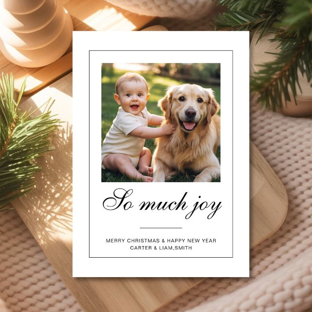 So Much Joy dog baby  Photo Christmas Card Julkort (Skapare uppladdad)