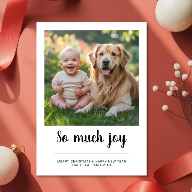 So Much Joy Family dog christmas Photo card Julkort (Skapare uppladdad)