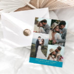So Much Love Elegant Wedding Photo Aqua Blue Tack Kort<br><div class="desc">Simple and elegant wedding thank you card featuring 4 wedding photos with a hand written script text that says "so much love, from us to you." Message on the back of the card is editable and another picture can be added as well. This 2-sided thank you card is so timelessly...</div>