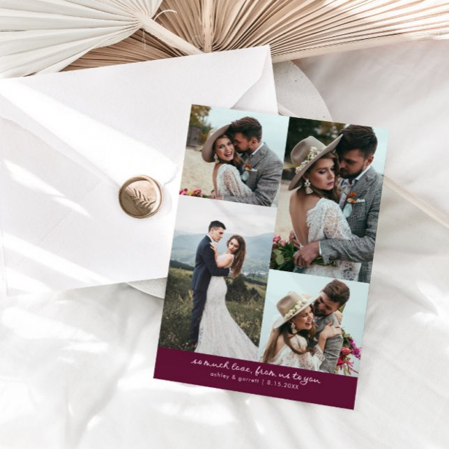 So Much Love Elegant Wedding Photo Cranberry Tack Kort (Skapare uppladdad)