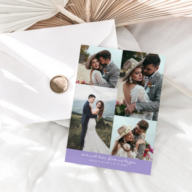 So Much Love Elegant Wedding Photo Lilac Tack Kort (Skapare uppladdad)