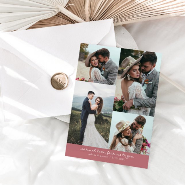 So Much Love Elegant Wedding Photo Pink Tack Kort (Skapare uppladdad)