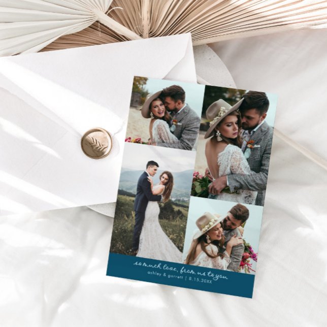 So Much Love Elegant Wedding Photo Teal Tack Kort (Skapare uppladdad)
