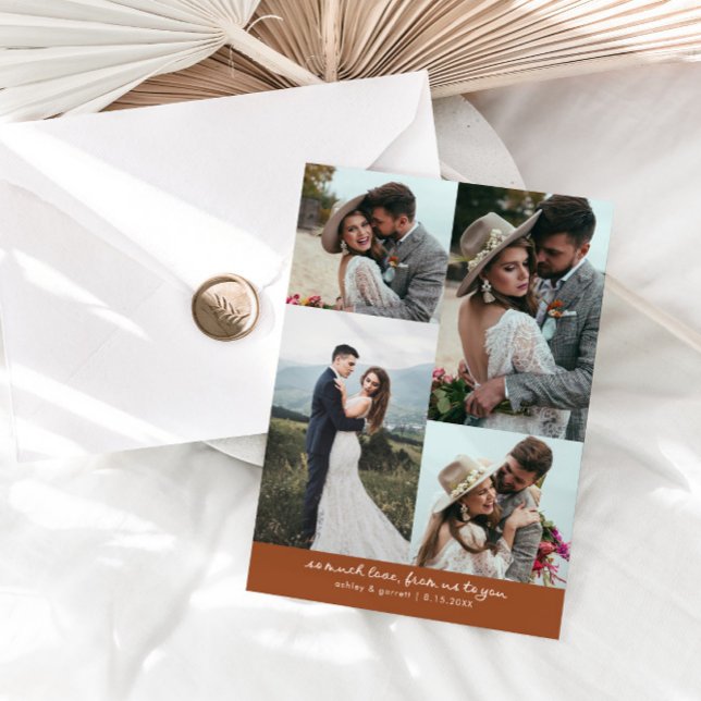 So Much Love Elegant Wedding Photo Terracotta Tack Kort (Skapare uppladdad)