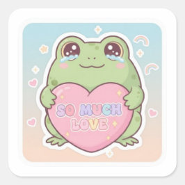 So Much Love Frog Sticker Cute Emotional Frog Hear Fyrkantigt Klistermärke