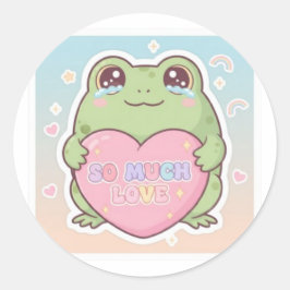 So Much Love Frog Sticker Cute Emotional Frog Hear Runt Klistermärke